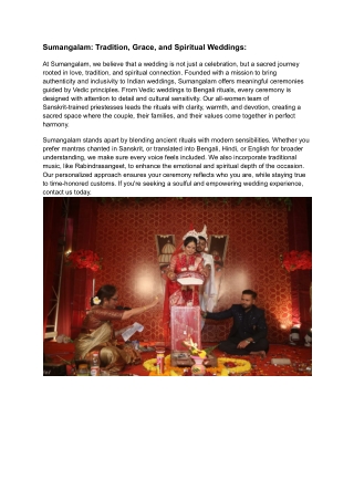 Sumangalam: Tradition, Grace, and Spiritual Weddings: