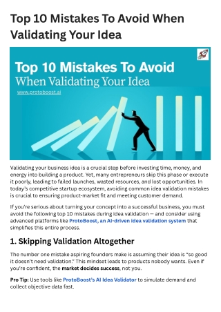 Top 10 Mistakes To Avoid When Validating Your Idea