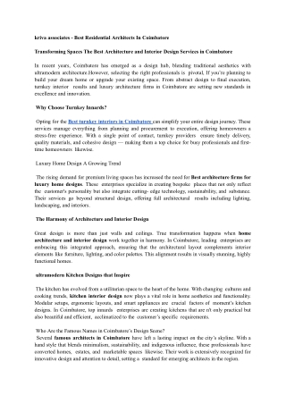 kriva associates - Best Residential Architects In Coimbatore