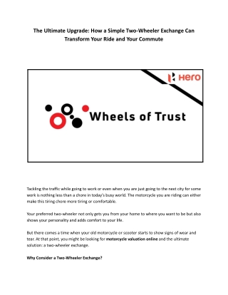 The Ultimate Upgrade How a Simple Two-Wheeler Exchange Can Transform Your Ride and Your Commute