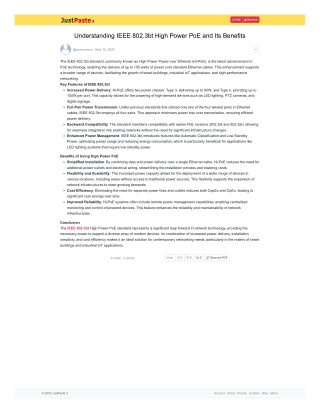 Understanding IEEE 802.3bt High Power PoE and Its Benefits