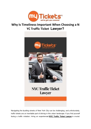Why Is Timeliness Important When Choosing a NYC Traffic Ticket  Lawyer?