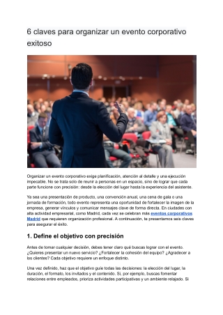 6 claves para organizar un evento corporativo exitoso