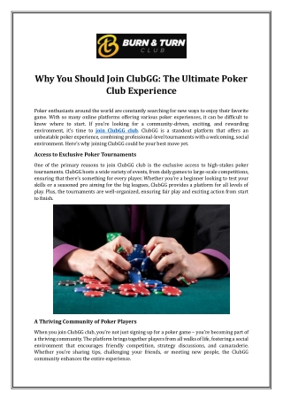 Why You Should Join ClubGG: The Ultimate Poker Club Experience