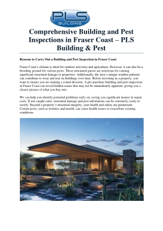 Building and Pest Inspections in Fraser Coast
