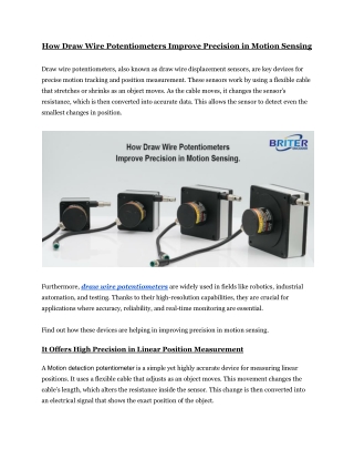 How Draw Wire Potentiometers Improve Precision in Motion Sensing