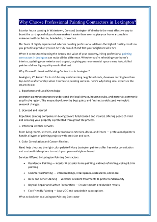 Why Choose Professional Painting Contractors in Lexington