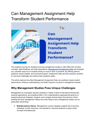 Can Management Assignment Help Transform Student Performance