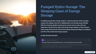 Pumped Hydro Storage Market: Trends, Leaders, and the Future of Grid Reliability