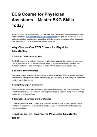 ECG Course for Physician Assistants – Master EKG Skills Today