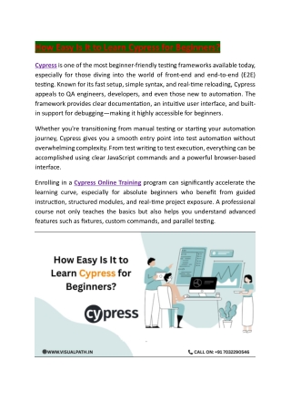 Cypress Online Training Course - Cypress Course Online