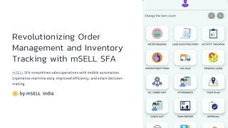 Order Management and Inventory Tracking with mSELL SFA