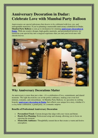 Anniversary Decoration in Dadar