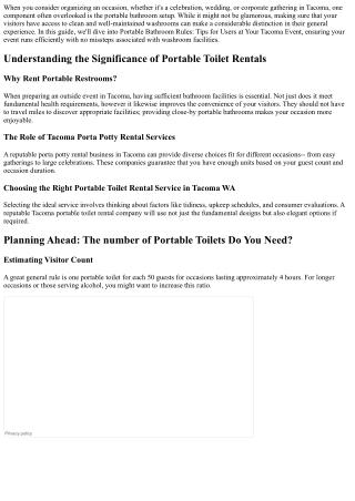 Portable Toilet Rules: Tips for Users at Your Tacoma Occasion