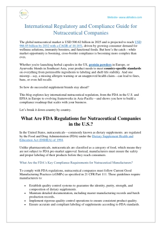 International Nutraceutical Compliance and Regulatory Guide