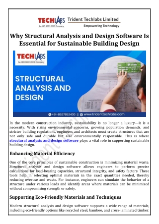 Why Structural Analysis and Design Software Is Essential for Sustainable Buildin