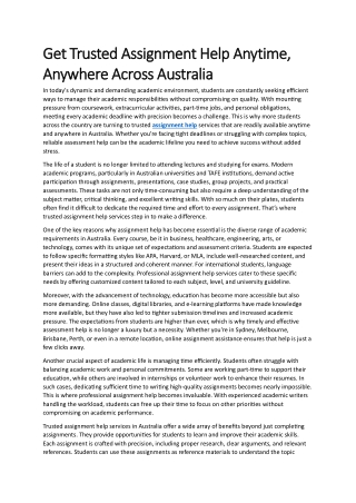 Get Trusted Assignment Help Anytime, Anywhere Across Australia