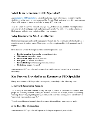 ecommerce SEO specialist