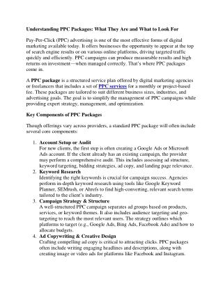 PPC Packages for  small businesses