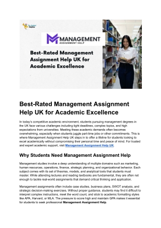 Best-Rated Management Assignment Help UK for Academic Excellence