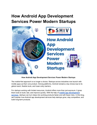 Android App Development Benefits for Startups