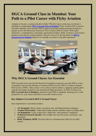 DGCA Ground Class in Mumbai