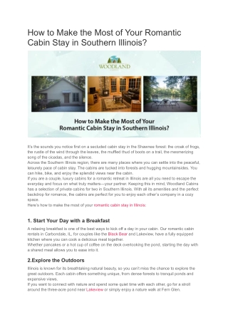 Romantic Cabin Stay in Southern Illinois: Your Perfect Getaway