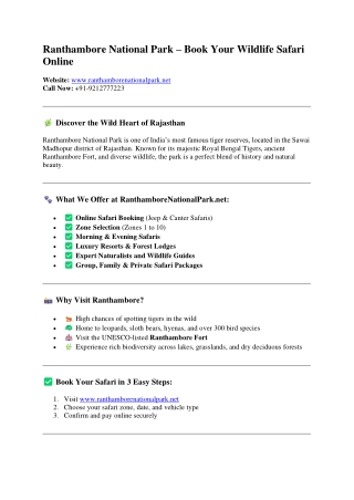 Ranthambore National Park – Book Your Wildlife Safari Online