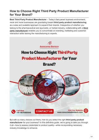 How to Choose Right Third Party Product Manufacturer for Your Brand?