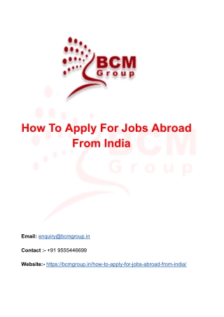 How To Apply For Jobs Abroad From India