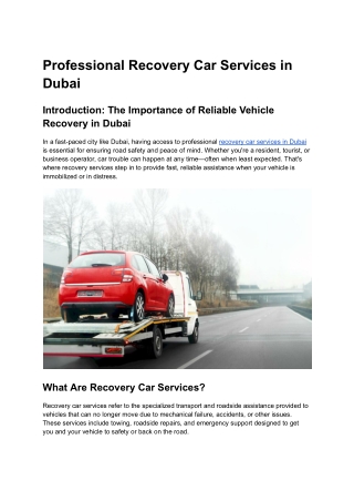 recovery car Dubai