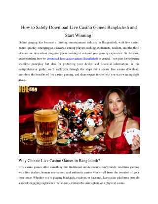 How to Safely Download Live Casino Games Bangladesh and Start Winning!