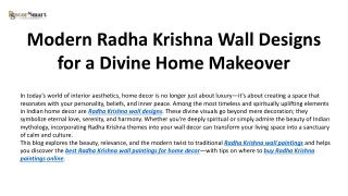 Modern Radha Krishna Wall Designs for a Divine Home Makeover