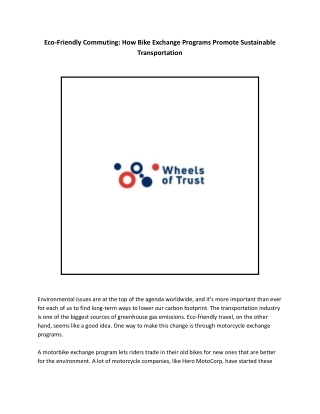 Eco-Friendly Commuting How Bike Exchange Programs Promote Sustainable Transportation