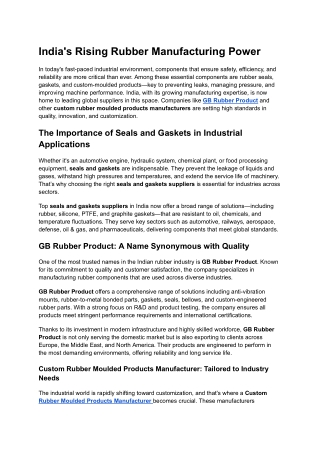 India's Rising Rubber Manufacturing Power