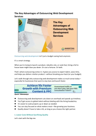 The Key Advantages of Outsourcing Web Development Services