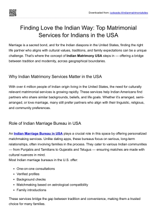 Finding Love the Indian Way: Top Matrimonial Services for Indians in the USA