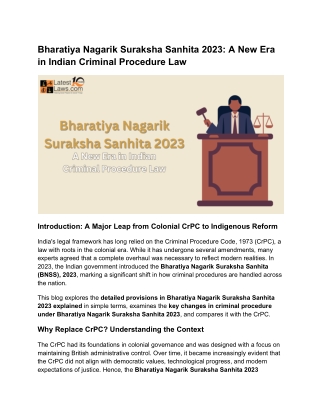 Bharatiya Nagarik Suraksha Sanhita 2023_ A New Era in Indian Criminal Procedure Law