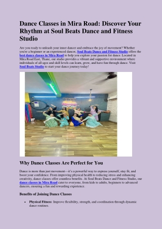 Dance Classes in Mira Road