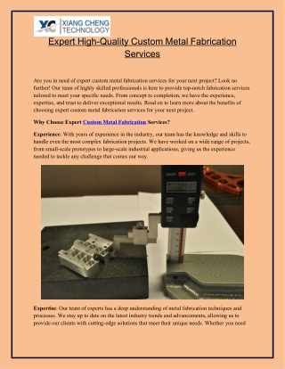 Expert High-Quality Custom Metal Fabrication Services