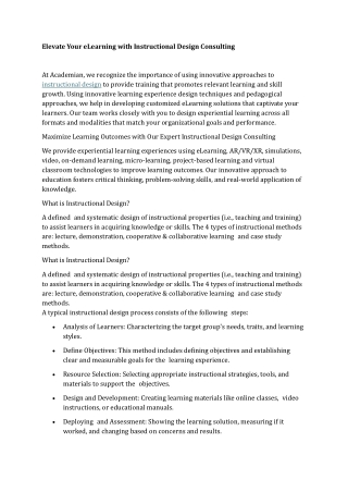 Elevate Your eLearning with Instructional Design Consulting