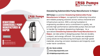 Dewatering Submersible Pump Manufacturer in Raipur