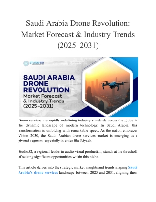 Saudi Arabia Drone Revolution_ Market Forecast & Industry Trends (2025–2031)