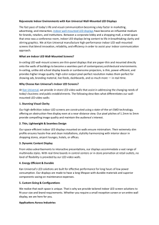 Rejuvenate Indoor Environments with Kan Universal Wall-Mounted LED Displays