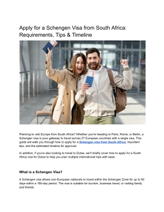 Apply for a Schengen Visa from South Africa_ Requirements, Tips & Timeline