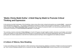 Mukto Chinta Mukti Kotha