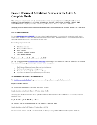 France Document Attestation Services in the UAE