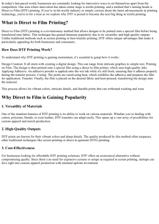 “Why Direct to Film is the Next Big Thing in Textile Printing”
