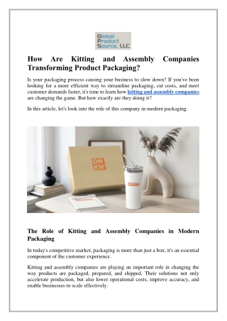 How Are Kitting and Assembly Companies Transforming Product Packaging