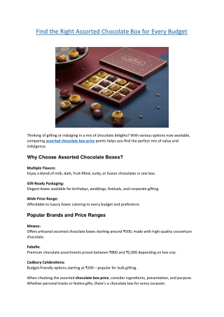 Find the Right Assorted Chocolate Box for Every Budget
